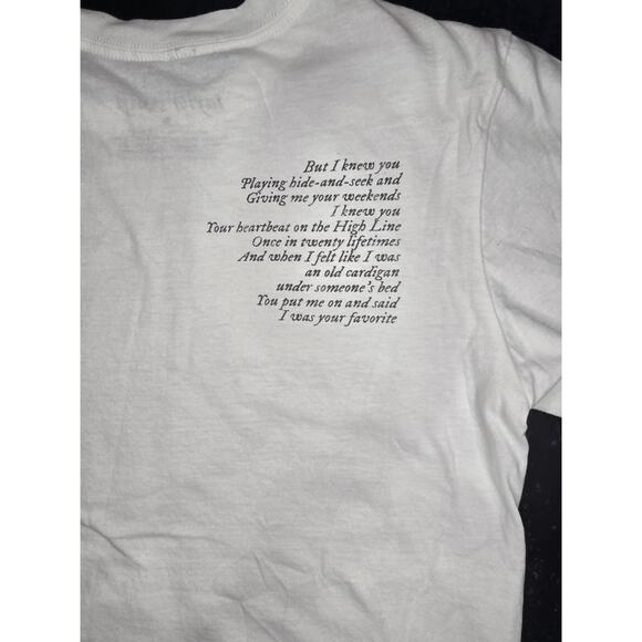 Taylor Swift Shirt Adult Small White Folklore I Knew You Lyrics Graphic Print - Picture 3 of 6